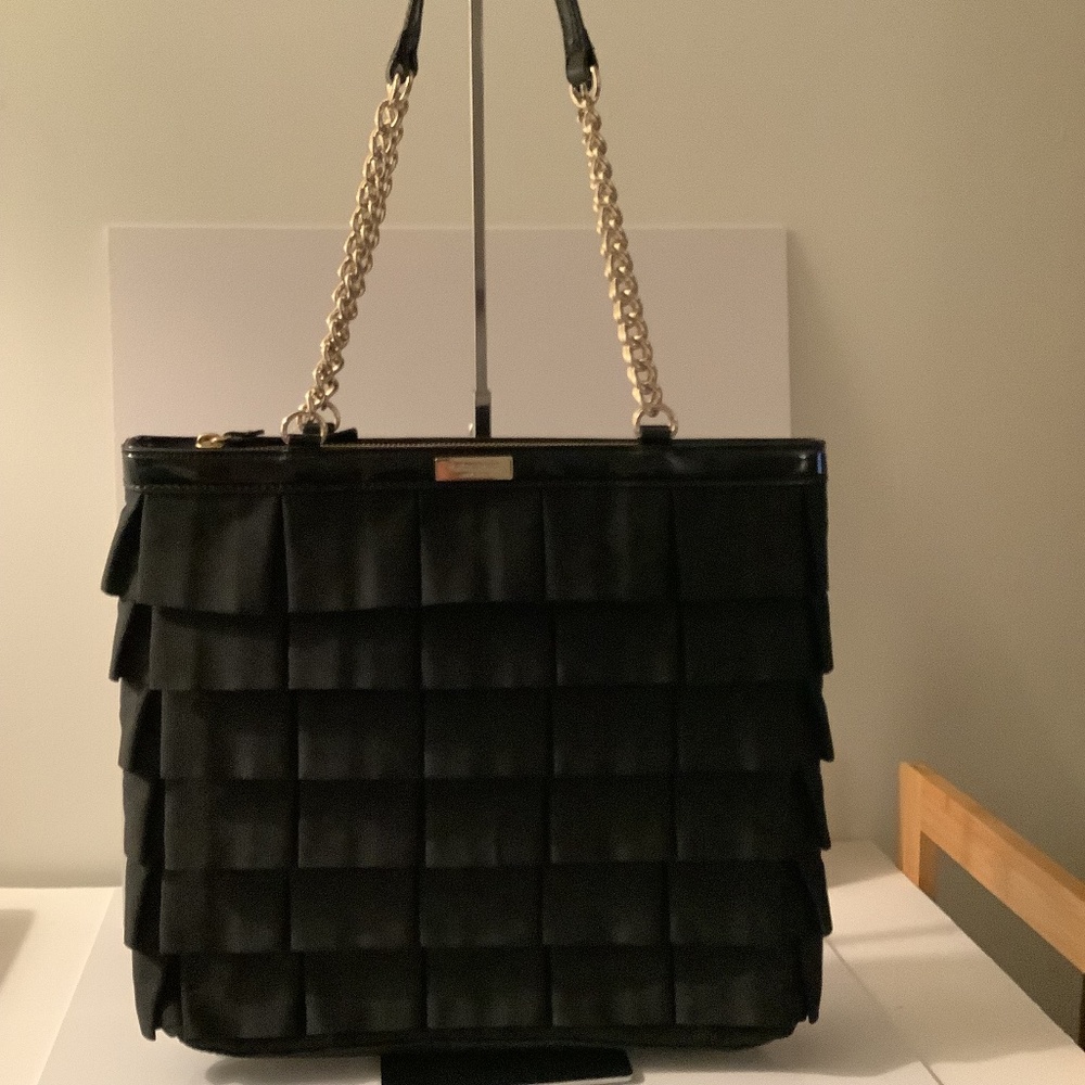 Kate Spade NY BLACK Priti Plisse Pleated Handbag Shoulder Purse Gorgeous Bag NWT